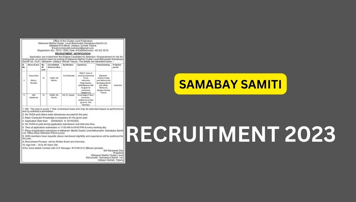 SAMABAY SAMITI RECRUITMENT 2023